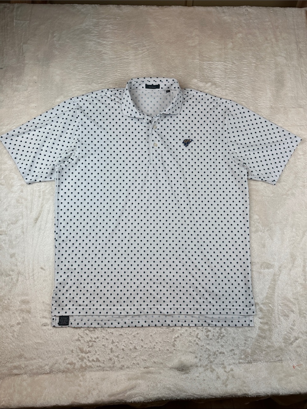 Turtleson SizeXL White Polo Navy Micro Dot Pattern and Embroidered Chest Logo